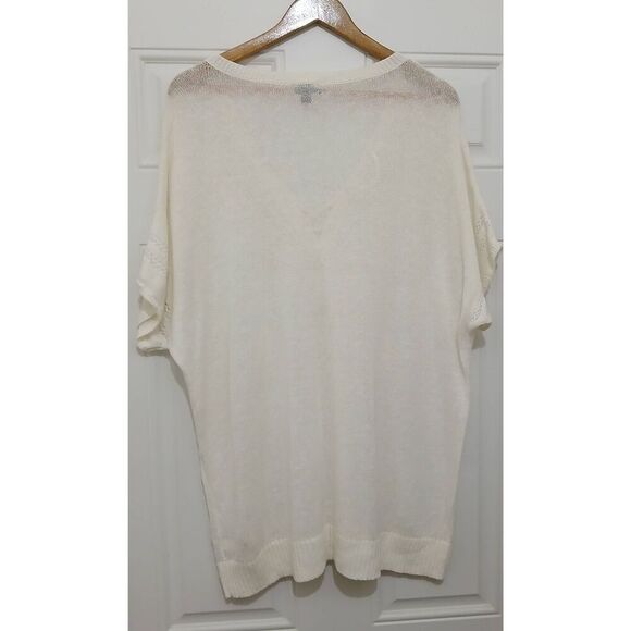 Torrid womens 2xl open knit linen cotton cream ivory shirt top sheer - Picture 5 of 8